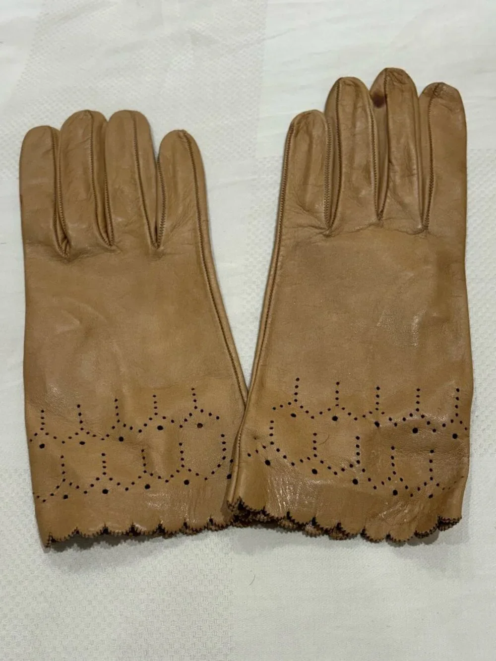 Leather Gloves with Perforated Detail